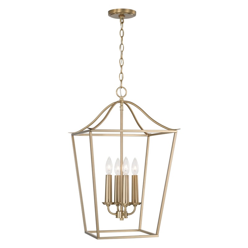 Four Light Foyer Pendant from the Grady Collection in Matte Brass Finish by Capital Lighting