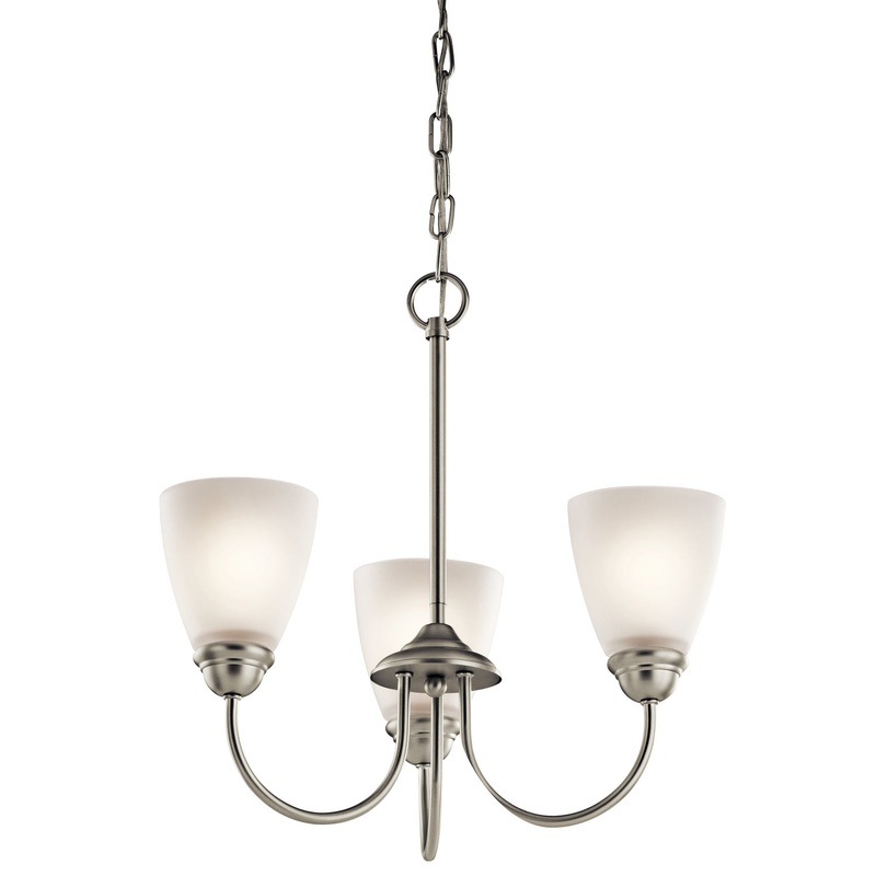 Kichler 43637NI Three Light Mini Chandelier, Brushed Nickel