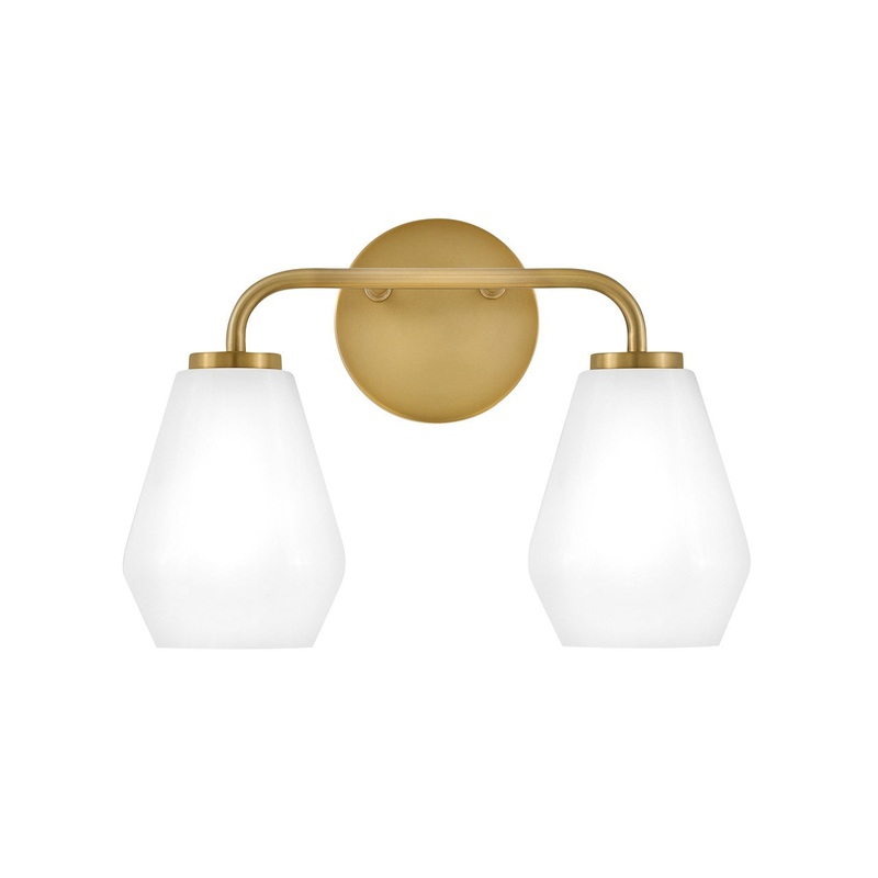 LED Vanity from the Gio Collection in Lacquered Brass Finish by Lark