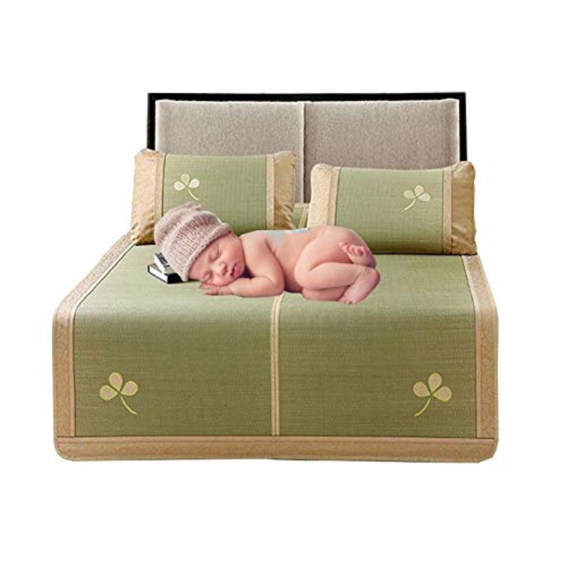 LJIANW Tappetino per L’Estate Rattan Mat Estate Pad di Raffreddamento Facile da Piegare for Letto Matrimoniale Materasso E Set di Fodere for Cuscini, 150/180/200 Cm