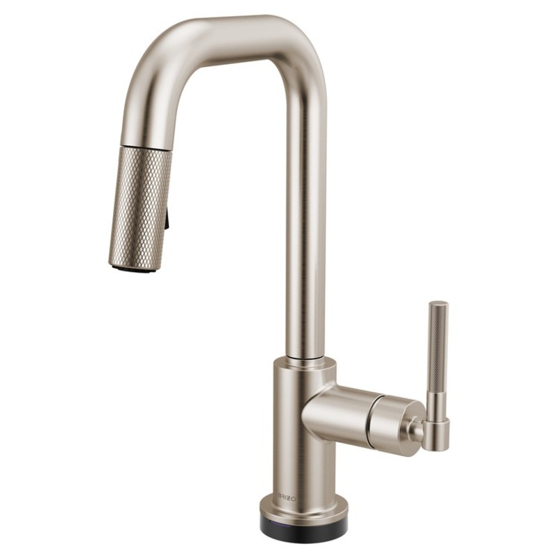 Prep Faucet Litze Smarttouch 1 Knurled Handle ADA Brilliance Stainless Pull Down Dual Function Square 360 DEG Swivel 1.8 Gallons per Minute
