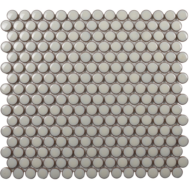 Roca Tile Usa Inc United States Ceramic Tile Cc Mosaics Plus+ Ii Bright Cream Penny Round Porcelain Mosaics. Ufcc126-12Mt 1 Sheet = 1 Sq. Ft.