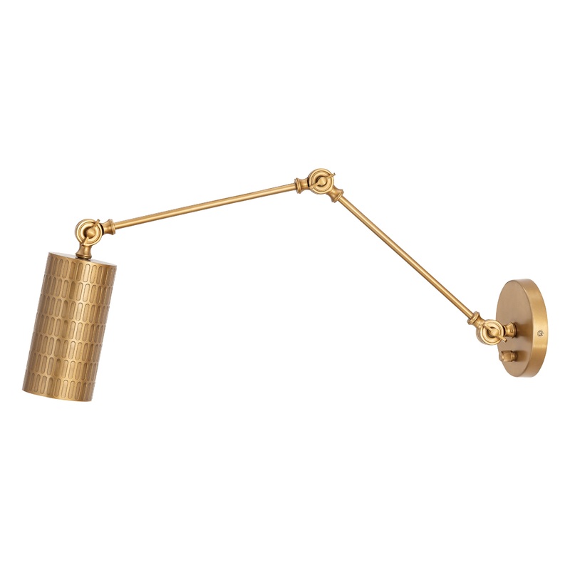 Shaka 1-Light Swing Arm Wall Sconce Weathered Brass