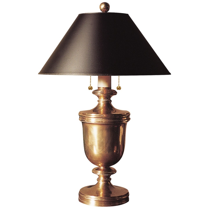 Two Light Table Lamp from the Classical Urn Collection in Antique-Burnished Brass Finish by Visual Comfort Signature