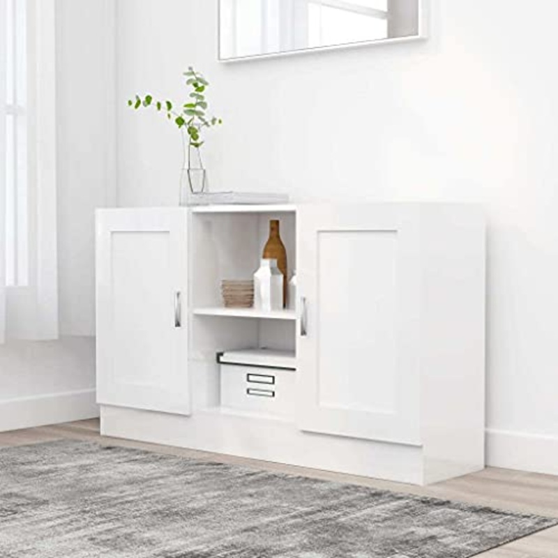 vidaXL Credenza Bianco Lucido 120×30,5×70 cm in Truciolato