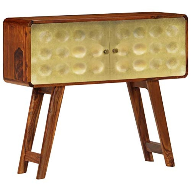 Wakects Credenza rtro con 2 ante, credenza con stampa dorata, tavolo consolle per cucina, stile vintage, in legno massiccio 90 x 30 x 77 cm