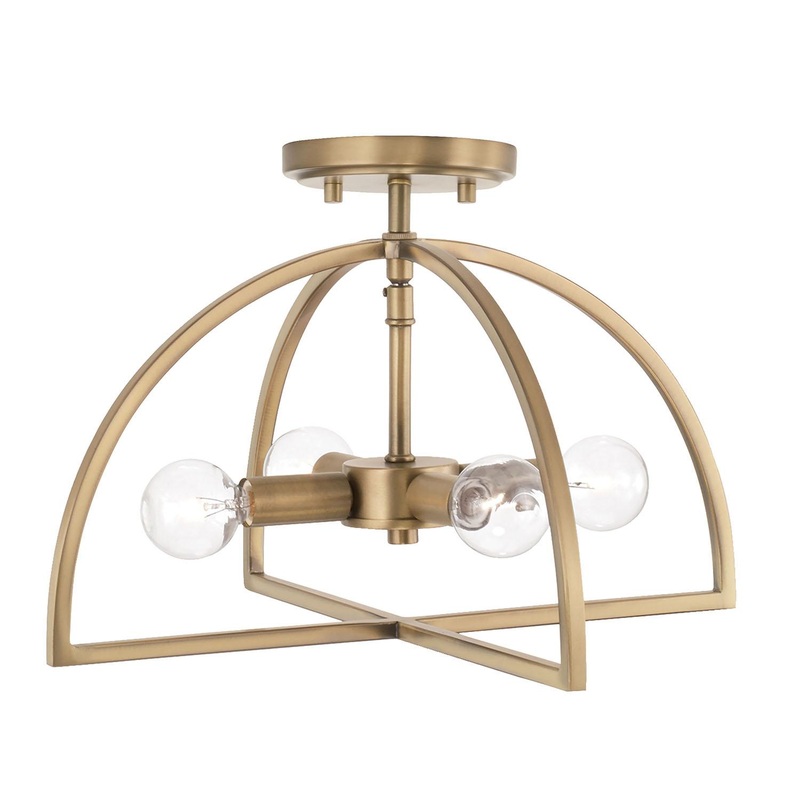 Capital Lighting 248841AD Lawson 4 Light Dual Mount Semi-Flush/Pendant Aged Brass