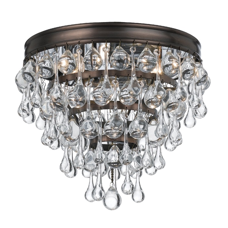 Crystorama 135-VZ Calypso Three Light Flush Mount Vibrant Bronze