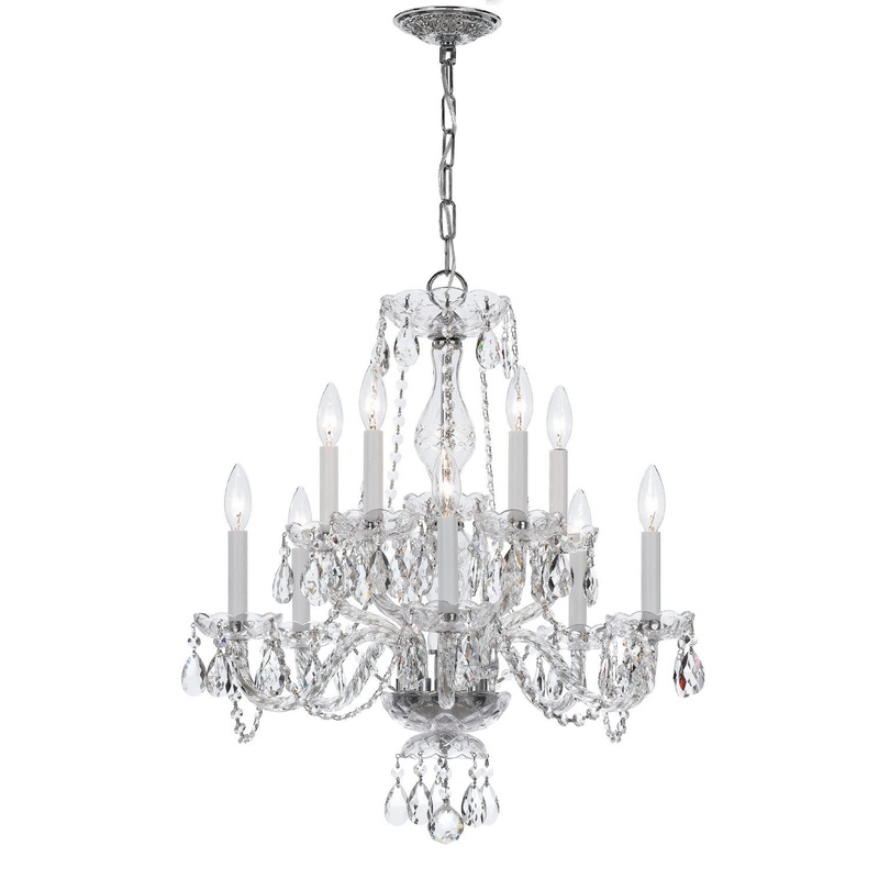 Crystorama 5080-CH-CL-MWP Traditional Crystal Ten Light Chandelier Polished Chrome