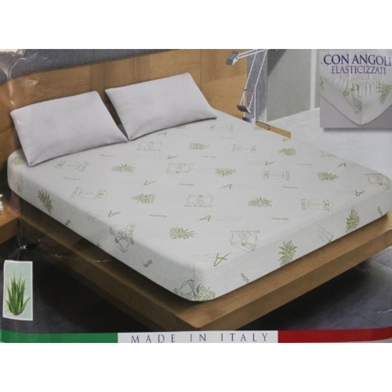 Euroricami Viterbo Coprimaterasso in Aloe Vera ANTIACARO singolo traversa 1 piazza