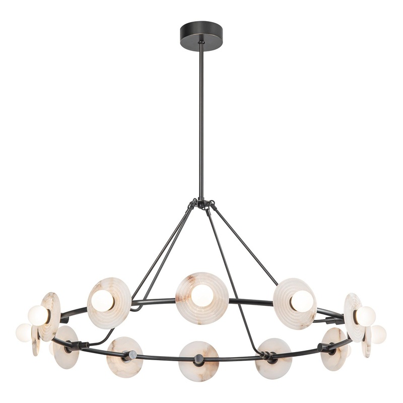LED Chandelier from the Dahlia Collection in Urban Bronze/Alabaster Finish by Alora