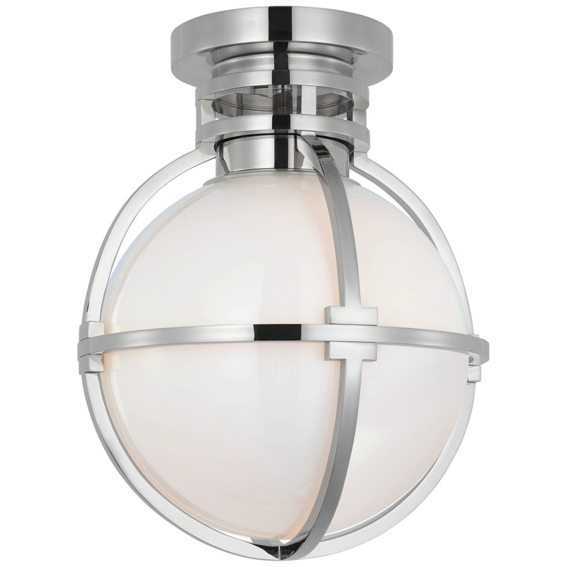 LED Flush Mount from the Gracie Collection in Polished Nickel Finish by Visual Comfort Signature