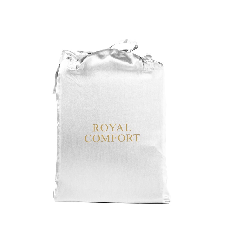 Royal Comfort Satin Sheet Set 4 Piece Fitted Flat Sheet Pillowcases  – Queen – White