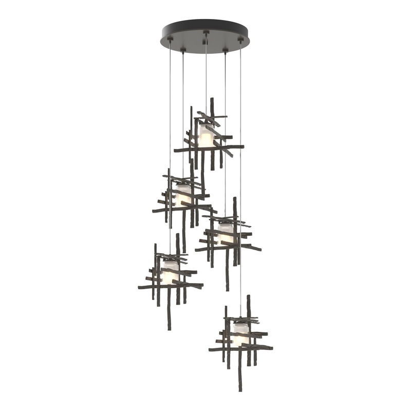 Tura 5-Light Frosted Glass Pendant Dark Smoke