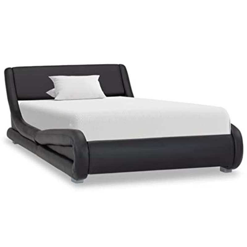 vidaXL Giroletto Elegante Robusto Contemporaneo Arredi Telaio Imbottito a Doghe Struttura Letto Moderno Nero in Similpelle 100×200 cm