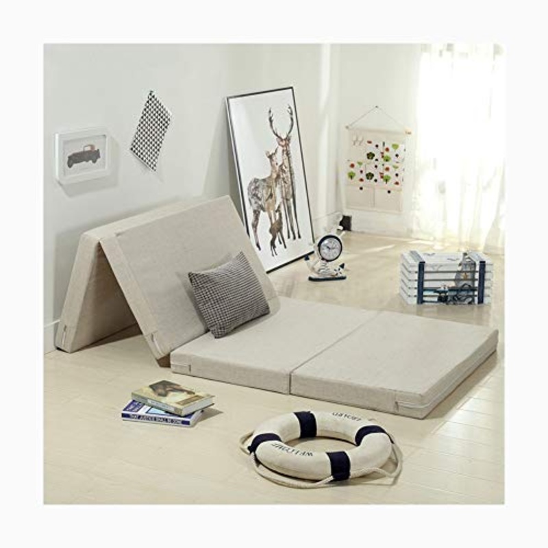 YANGLY 8 Centimetri di Spessore Materasso Pieghevole Multifunzione 4 Fold Materasso for I Giochi di Gioco, Picnic, Yoga, Tatami (Color : Beige, Size : 59x79inch)