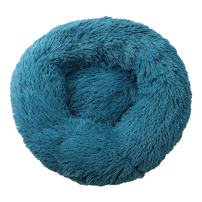 Blue Green 50cm Cozy Round Pet Bed – Plush Cat & Dog Bed with Non-Slip Base, Machine Washable