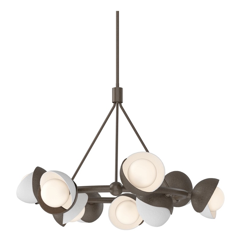 Brooklyn 9-Light Double Shade Ring Pendant Bronze White