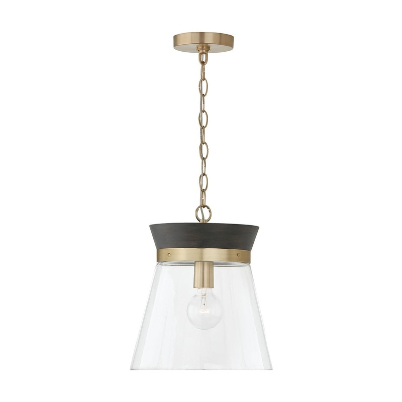 Capital Lighting 347311KR Finn 1 Light Pendant Black Stain and Matte Brass