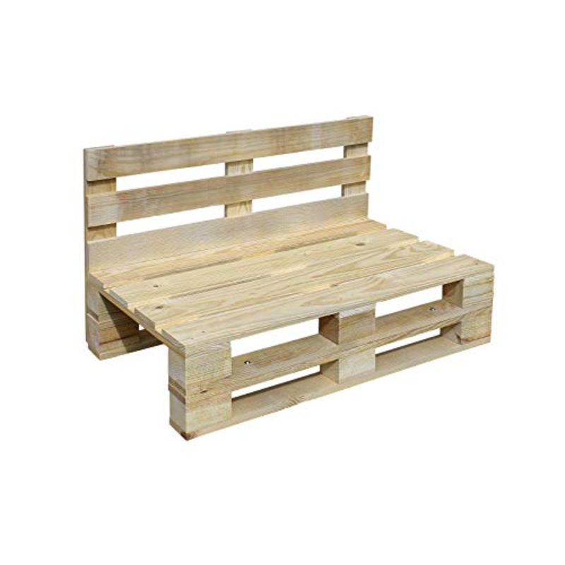 Divano in pallet, levigato e piallato, da 120 cm x 60 cm, per interni/esterni, naturale, con poltrone in pallet
