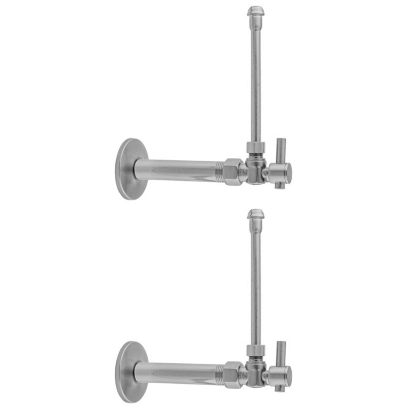 Faucet Supply Kit Quarter Turn Angle Pattern 20 Inch Brass Polished Nickel Includes 3/8 Inch IPS x 3/8 Inch O.D. with Contemporary Lever Handle