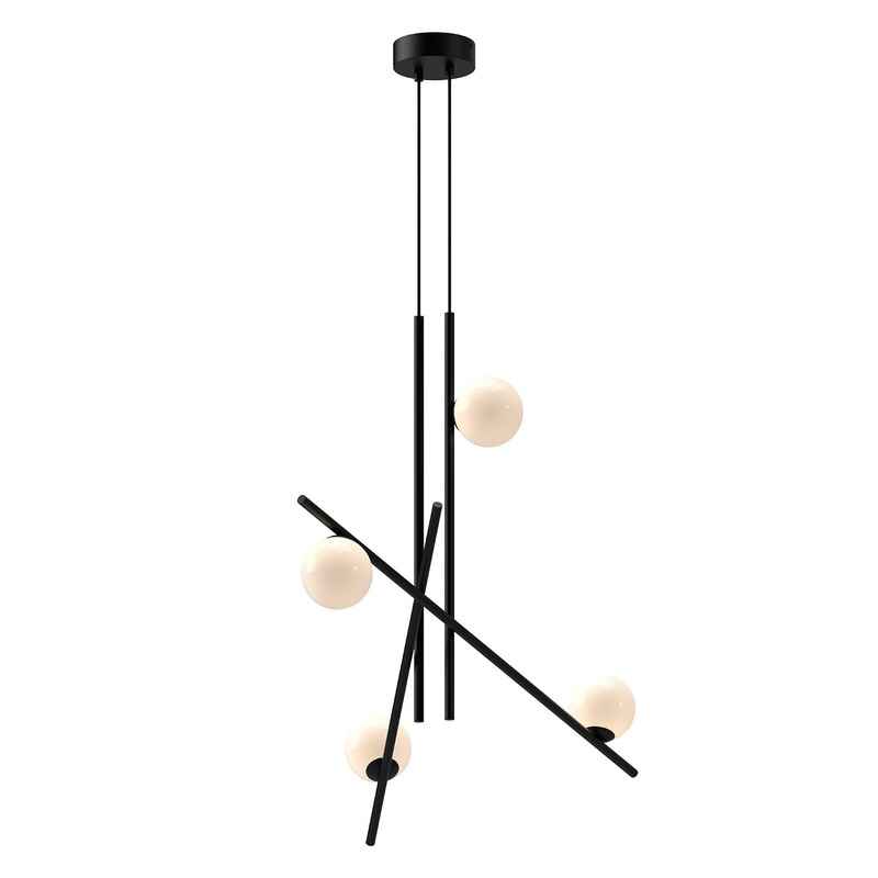 LED Chandelier from the Amara Collection in Black/Glossy Opal Finish by Kuzco Lighting