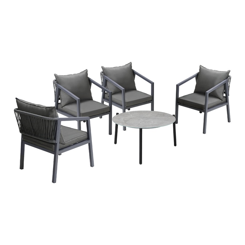 Livsip 4 Seater Outdoor Patio Set Grey 70cm Coffee Table
