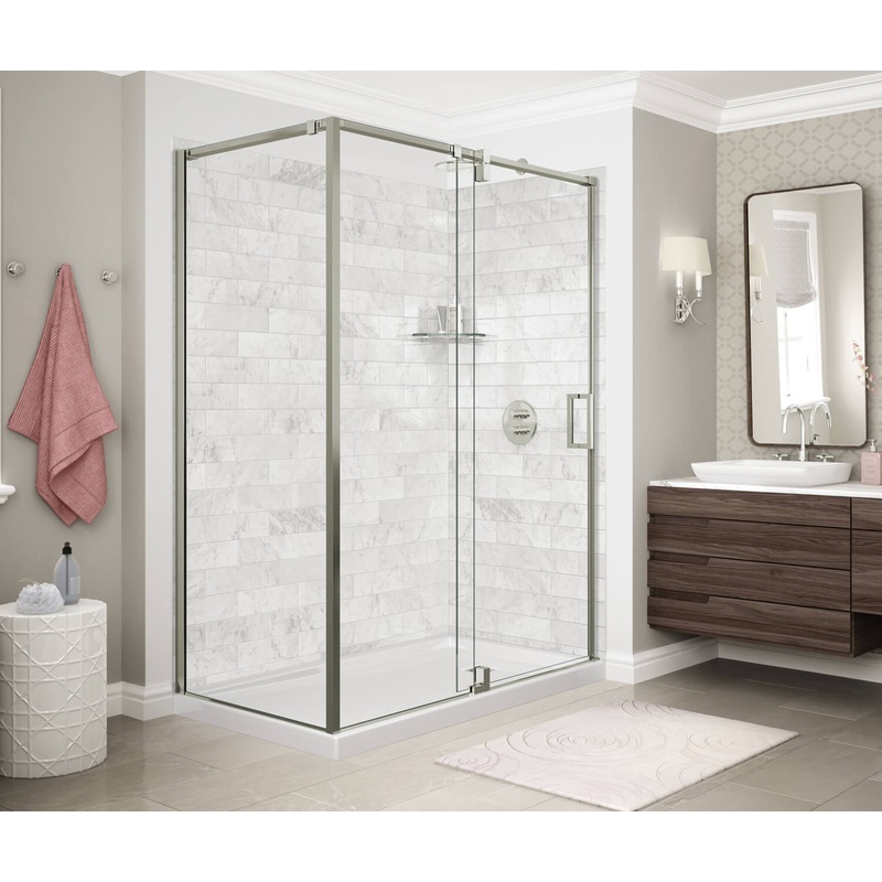 MAAX 137869-900-305-000 ModulR 60 x 36 x 78 in. 8mm Pivot Shower Door for Corner Installation with Clear glass in Brushed Nickel
