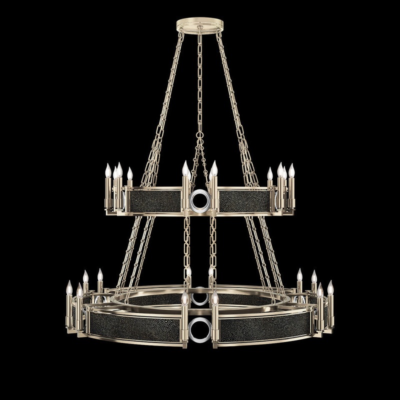 Mirage 50″W Round Chandelier Champagne/Nickel/Black Knight
