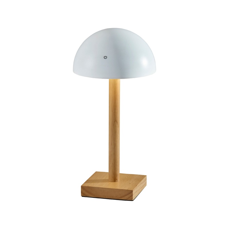 Nash LED Cordless Table Lamp White & Natural Wood