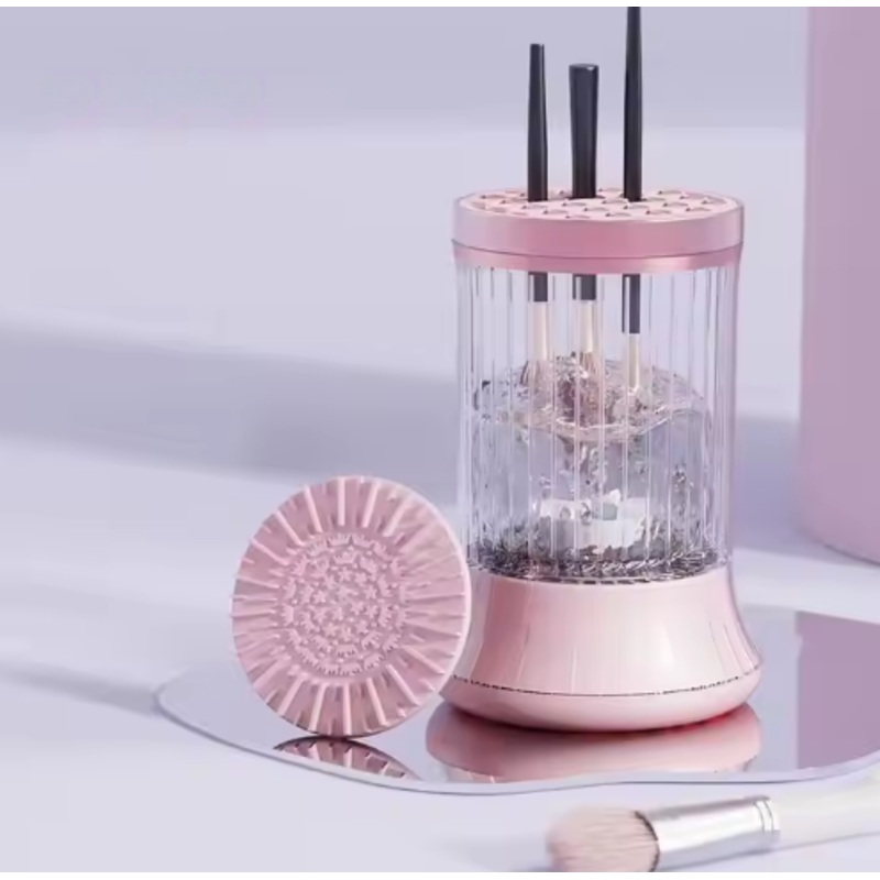Pink Electric Makeup Brush Cleaner & Dryer Machine – Automatic Spinner Tool (Plug-in model)