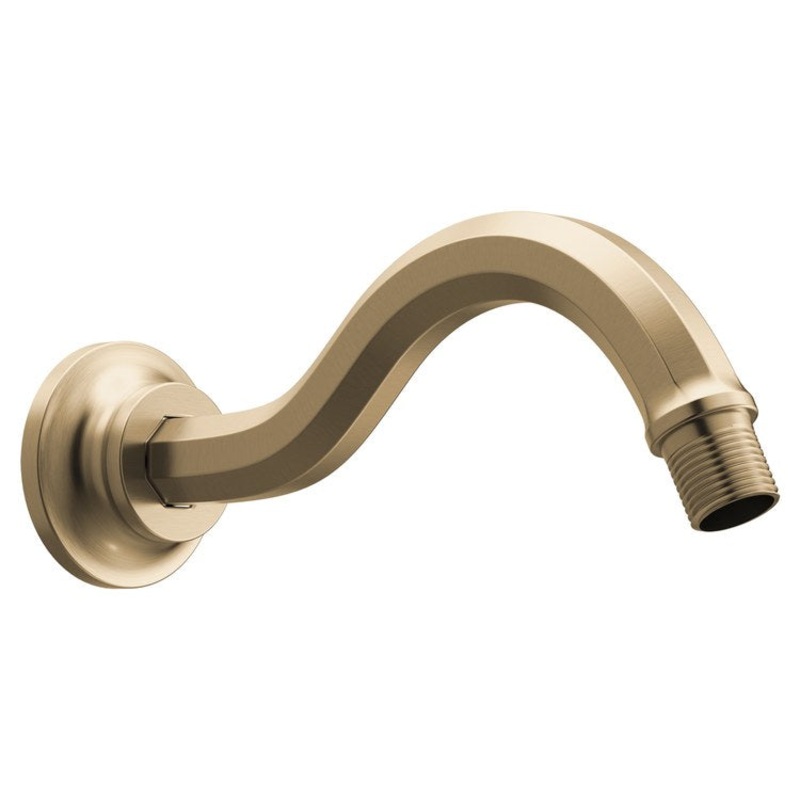 Shower Arm Beauclere with Flange Brilliance Luxe Gold 1/2 IN NPT Brass Wall Mount