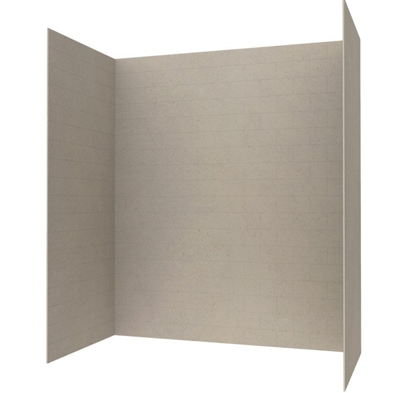 Shower Wall Kit Metro Subway Tile Glue Up 62 x 30 x 72 Inch Limestone Swanstone