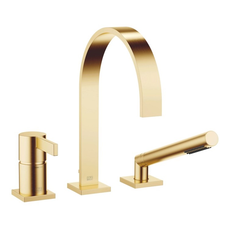 Tub Filler MEM Mixer for Deck Mount with Handshower 1 Lever Brushed Durabrass