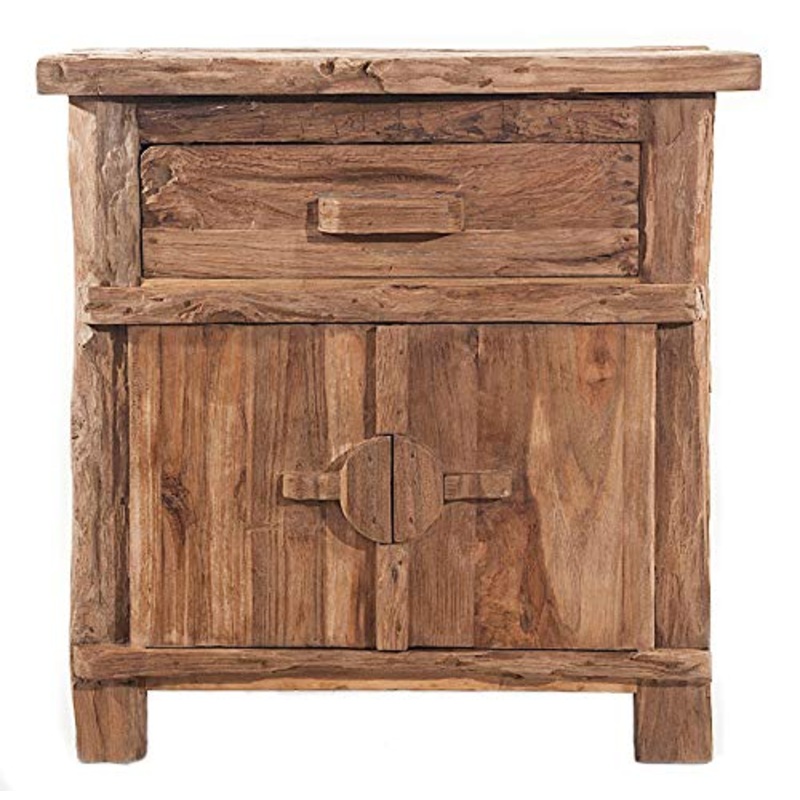 Windalf Natura Vintage Cassettiera Corridoio Carol 71 cm Legno di radice Rustico Comodino Comodino Sideboard artigianale pezzo unico