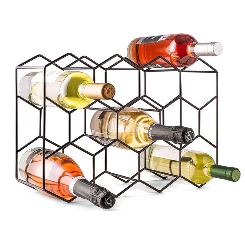 14 Bottle Freestanding Modern Metal Countertop Wine Rack Countertop