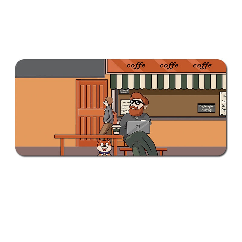 (90x40x0.4cm) Computer Desk Mat – Big Beard Uncle Series, Smooth Gaming Surface – Style 5