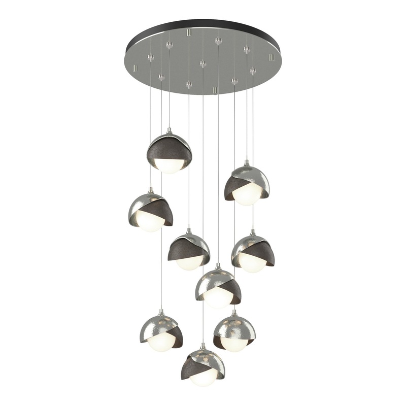 Brooklyn 9-Light Double Shade Pendant Sterling Dark Smoke