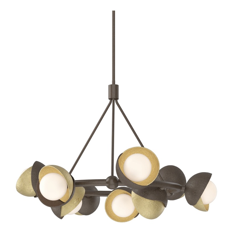 Brooklyn 9-Light Double Shade Ring Pendant Bronze Modern Brass