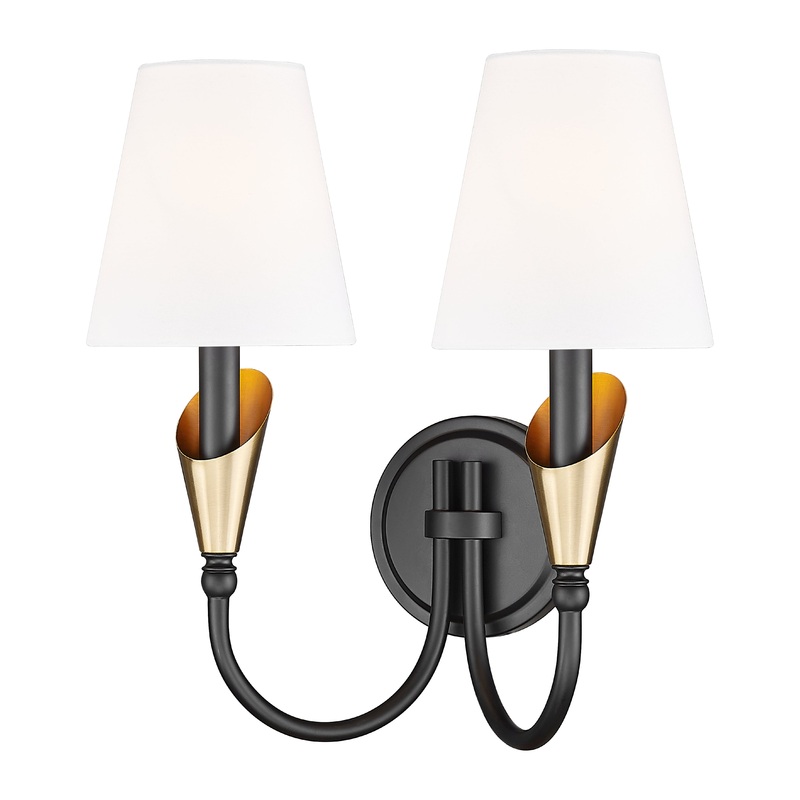 Claudelle 2-Light Wall Sconce Matte Black + Modern Gold