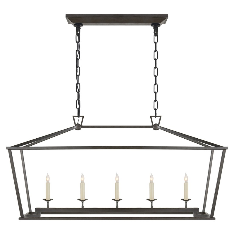 Five Light Linear Pendant from the Darlana Collection in Aged Iron Finish by Visual Comfort Signature