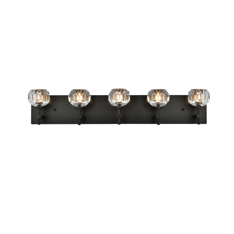 Five Light Wall Sconce from the Graham Collection in Black And Clear Finish by Elegant Lighting