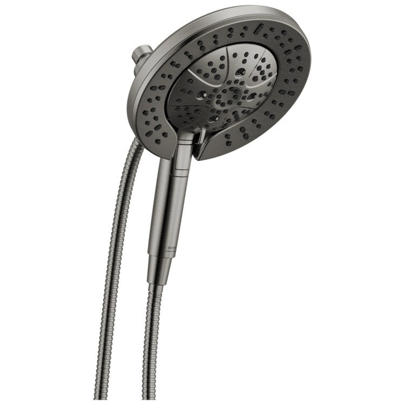 Handshower Combination Universal Showering Components In2ition 2-In-1 7 Functions Lumicoat Black Stainless WaterSense MagnaTite Docking 7-7/8 Inch Stretchable Metal Hose 60-82 Inch 1.75 Gallons per Minute