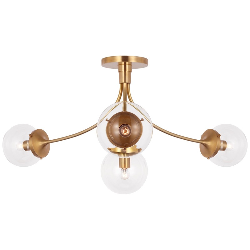 LED Semi-Flush Mount from the Prescott Collection in Soft Brass Finish by Visual Comfort Signature