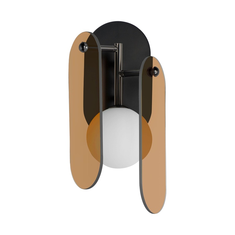 Megalith LED Wall Sconce Gunmetal Amber Glass