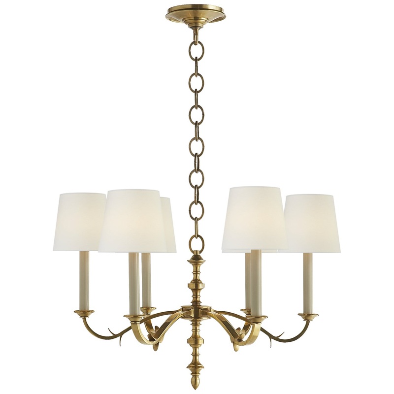 Six Light Chandelier from the Channing Collection in Hand-Rubbed Antique Brass Finish by Visual Comfort Signature