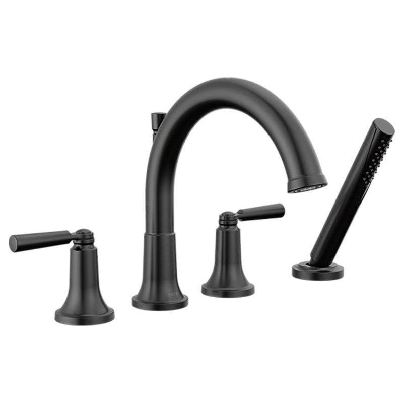 Tub Trim Deck Mount 2 Lever Matte Black WaterSense ADA 18 Gallons per Minute