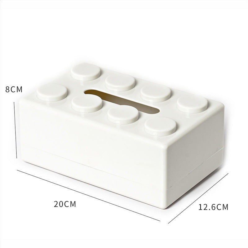 White 2 Pcs Creative Building Block Tissue Box Holder – Wall-Mounted & Desktop Dispenser for Bathroom, Kids Room & Office Decor