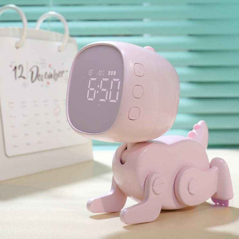 Adorable Dinosaur Alarm Clock & Visual Timer – Kids’ Wake-Up Helper with Night Light & Multiple Ringtones(pink)