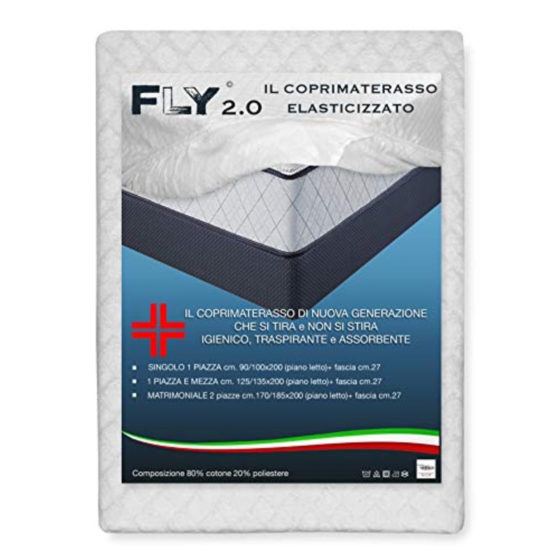 COPRIMATERASSO ELASTICIZZATO FLY 2.0 SPUGNA JACQUARD con angoli – MATRIMONIALE 2 PIAZZE